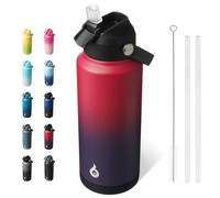 BJPKPK Bouteille Isotherme 950 ml - Acier Inoxydable avec Paille, Buse Souple & Poignée - Gaine Antidérapante - Chaud/Froid - Anti-Fuite, Sans BPA - Sport/Voyage - Rouge Charmant