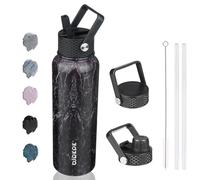 BJPKPK Bouteilles d'eau isothermes avec couvercle à paille, grande bouteille d'eau de 1,2 l en acier inoxydable avec 3 couvercles, bouteille thermos réutilisable, bouteille d'eau froide et chaude pour