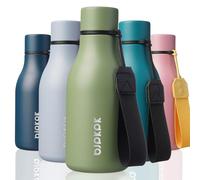BJPKPK Bouteilles d'eau isothermes en acier inoxydable avec sangle, sans BPA, anti-fuite, bouteille d'eau réutilisable pour sport et voyage, vert forêt de 355 ml
