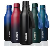 BJPKPK Bouteilles d'eau isothermes en acier inoxydable avec sangle, sans BPA, anti-fuite, bouteille d'eau réutilisable pour le sport et les voyages, noir