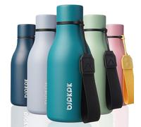 BJPKPK Bouteilles d'eau isothermes en acier inoxydable avec sangle, sans BPA, anti-fuite, bouteille d'eau réutilisable pour le sport et les voyages, rose gracieux de 350 ml, Lake Blue