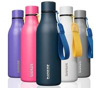 BJPKPK Bouteilles d'eau isothermes en acier inoxydable de 532 ml avec sangle, thermos sans BPA, anti-fuite, tasses, gourdes réutilisables pour l'école, le sport et les voyages, bleu marine