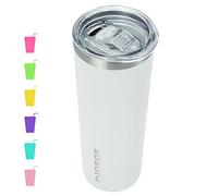 BJPKPK Gobelet fin isotherme à double paroi en acier inoxydable avec couvercle, pour café et eau, 591 ml, blanc (TSK20)