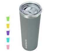 BJPKPK Gobelet fin isotherme en acier inoxydable avec couvercle, 600 ml, gris