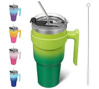 BJPKPK Gobelet isotherme avec poignée en acier inoxydable avec couvercle et paille, 1200 ml tasses à café de voyage pour, Bamboo Grove