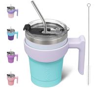 BJPKPK Gobelet isotherme avec poignée en acier inoxydable avec couvercle et paille, 300 ml tasses à café de voyage pour Tasses à café, Oasis