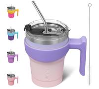 BJPKPK Gobelet isotherme avec poignée en acier inoxydable avec couvercle et paille, 300 ml tasses à café de voyage pour Tasses à café, Pastel Sunset