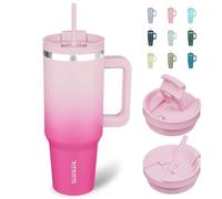BJPKPK Gobelet isotherme en acier inoxydable de 1.2L avec poignée et couvercle à paille, tasse à café de voyage, tasse à café de voyage, fleur de cerisier