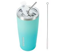BJPKPK Gobelet isotherme en acier inoxydable de 600 ml avec couvercles et pailles, Vert Menthe