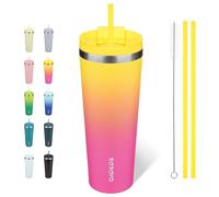 BJPKPK Gobelet isotherme en acier inoxydable de 780 ml avec couvercle et paille - Tasse à café de voyage thermique pour homme et femme, rose jaune rose