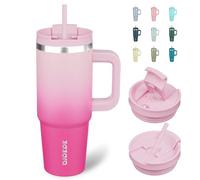 BJPKPK Gobelet isotherme en acier inoxydable de 900 ml avec poignée et couvercle à paille - Tasse à café de voyage - Sakura