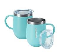 BJPKPK Lot de 2 gobelets à café isothermes en acier inoxydable de 355 ml avec couvercle pour boissons chaudes et froides - Turquoise