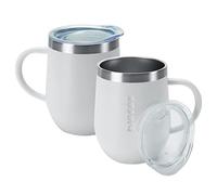 BJPKPK Lot de 2 gobelets à café isothermes en acier inoxydable de 355 ml avec couvercle pour boissons chaudes et froides - Blanc