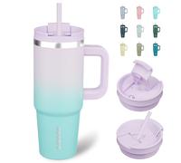 BJPKPK Tasse Isotherme avec Poignée 900 mL Acier Inoxydable Gobelets Isotherme et Paille Voyage Café Tasses Isotherme, Oasis