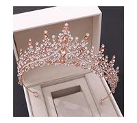 BJQZX Couronne Rétro Crystal Tiaras Crown Rose Gold Pêche Rhouse Strifestone De Peau Diadem Bandeau Bandeau De Mariée Accessoires for Cheveux de Mariage (Metal Color : Rose Gold, Type : Headbands)