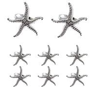 bjsdkff Lot de 8 ronds de serviette en métal en forme d'étoile de mer pour mariage, anniversaire, Noël, dîner, fête, festival, dîner (argenté)