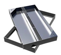 BJSXHZYGT Couvercle de Regard en Acier Inoxydable 304, Grille Caniveau avec Sortie de Drain Centrale, Grille Evacuation Eau Exterieur pour Trottoir, Cour, Communauté(60x60x5cm/24x24x2in)