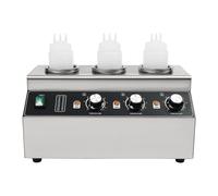 BJTDLLX Chauffe-sauce électrique 300 W avec 3 bouteilles de sauce, chauffe-sauce électrique en acier inoxydable 30-85 °C, chauffe-sauce au fromage pour sauces, fromage