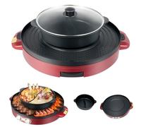 BJTDLLX Hot Pot électrique 2 en 1 200 W et barbecue (rouge) | Hot Pot Grill électrique multifonction avec casserole amovible pour Hot Pot & Grill, Casserole Hotpot pour 1 à 8 personnes