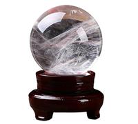 BJXKHFPIV Boule de cristal de quartz transparent - Boule de divination blanche avec support - Décoration d'intérieur - Amour prospère - Invitation à la richesse - 4 cm