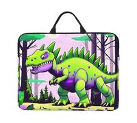 Bjyccar Sac pour ordinateur portable 14" Dinosaure vert avec doublure antichoc et design portable, adapté pour un usage professionnel et quotidien.