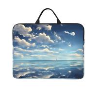 Bjyccar White Clouds Over The Sea Sac pour ordinateur portable 14" avec doublure antichoc et design portable, convient pour un usage professionnel et quotidien, noir, taille unique