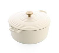 BK Bourgogne Cocotte à induction, en fonte émaillée avec couvercle, passe au four et au lave-vaisselle, 28 cm/6,7 l, blanc crème