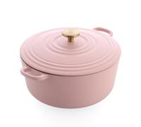 BK Cookware Bourgogne Cocotte à induction, en fonte émaillée avec couvercle, passe au four et au lave-vaisselle, 28 cm/6,7 l, rose pâle