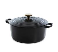 BK Cookware Cocotte en Fonte Émaillée avec Couvercle, adapté à tous les types de cuisinières, induction et four, 28 cm / 6.7L, Pitch Noir