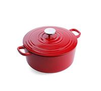 BK Cookware Fonte Émaillée Allemande, 24 cm/4,2 litres Cocotte avec Couvercle, Compatible avec l'induction, Va au Lave-Vaisselle, Va au four jusqu'à 220°C, Pimenté Rouge