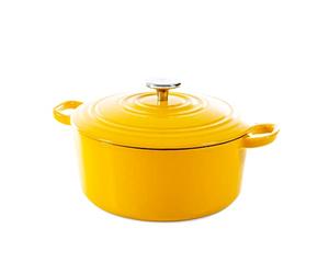 BK Cookware Fonte Émaillée Allemande, 24 cm/4,2 litres Cocotte avec Couvercle, Compatible avec l'induction, Va au Lave-Vaisselle, Va au four jusqu'à 220°C, Soleil Jaune