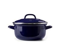 BK Indigo Cocotte Ronde Allemande Emaillée Héritage Néerlandaise avec Couvercle avec Revêtement Antiadhésif en Céramique Sans PFAS,22 cm/3.3 Litre,Induction,Va au lave-vaisselle et au four,Bleu Cobalt