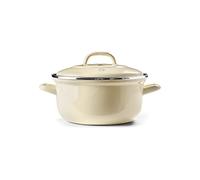 BK Indigo Cocotte Ronde Allemande Emaillée Héritage Néerlandaise avec Couvercle avec Revêtement Antiadhésif en Céramique Sans PFAS, 20 cm/2.5 Litre, Induction, Va au lave-vaisselle et au four, Crème