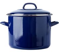 BK Indigo Marmite à soupe émaillée avec couvercle, revêtement anti-adhésif en céramique sans PFAS, 24 cm/8,7 litres induction, lavable en machine, bleu