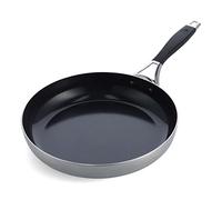 BK Intelligence Poêle à frire en Acier Inoxydable avec Revêtement Antiadhésif en Céramique sans PFAS, 28 cm, Induction, Poignée Rester Froid, Va au lave-vaisselle, Va au four, Argent & Noir