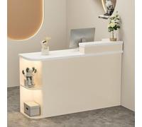 BK&MF Comptoir de Réception avec lumière LED,Moderne Comptoir Caisse Largeur 80-140cm Meuble de Réception avec étagères ouvertes pour Salon Bureau Boutique,G,Right Cabinet 39x20x42inch
