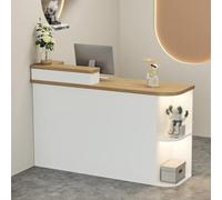 BK&MF Comptoir de Réception avec lumière LED,Moderne Comptoir Caisse Largeur 80-140cm Meuble de Réception avec étagères ouvertes pour Salon Bureau Boutique,D,Left Cabinet 47x20x42inch