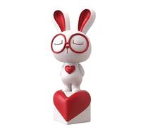 BK&MF Figurine Lapin Cartoon Mignon en Résine 30cm, Décor Moderne avec Lunettes Rouges et Socle Cœur, Cadeau avec Boîte pour Bureau Salon,A,12x10x30cm(5x4x12inch)