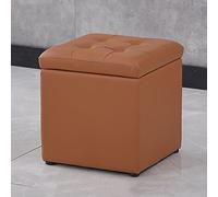 BK&MF Pouf de rangement cube en cuir, avec rangement et couvercle, repose-pieds, repose-pieds ottoman, siège rembourré, meubles décoratifs pour salon, chambre à coucher, D, 35 x 40 cm