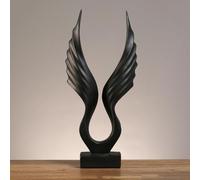 BK&MF Sculpture d'aigle en Résine avec Ailes d'ange, Décor de Bureau Inspirant, Idée Cadeau pour Homme, Décor d'Étagère pour Salon et Bibliothèque,Black a,20.5x43cm(8x17inch)
