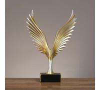 BK&MF Sculpture d'aigle en Résine avec Ailes d'ange, Décor de Bureau Inspirant, Idée Cadeau pour Homme, Décor d'Étagère pour Salon et Bibliothèque,Gold b,21x32.5cm(8x13inch)