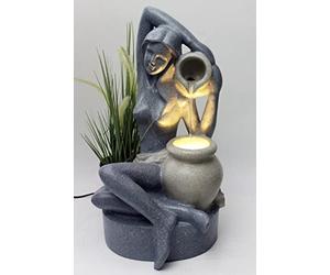 BK861 Fontaine de Jardin Avec Éclairage LED 60 cm - Aspect Granit, d'Intérieur et de Terrasse - Décoration de Jardin