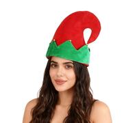 Bkazwe Bonnet de Noël Elfe Unisexe Adulte, Chapeau en Velours, Classique Bonnet de Père Noël, Rouges et Vertes pour Enfants Bonnets Chauds pour Cadeaux Noel Décoration Carnaval et Cosplay