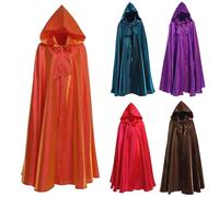 Bkazwe Cape à Capuche Satin pour Femmes Homme - Déguisement Sorcière Médiévale, Costume Renaissance Halloween Bal Masqué - Poncho Gothique Élégant Fête de Famille, 170CM