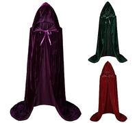 Bkazwe Cape à Capuche Velours Adulte Médiévale Déguisement Sorcière Renaissance, Costume Cosplay Vampire Halloween, Poncho Bal Masqué Carnaval Noël Fête Famille Cape Longue Unisexe