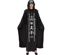 Bkazwe Costume de Sorcière et Vampire Déguisement Halloween Hommes et Femmes - Robe Longue Gothique avec Cape Noire pour Carnaval Cosplay et Fêtes - Style Médiéval Mage Noir pour Couples