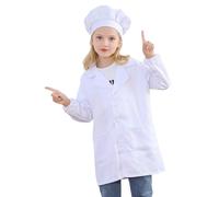 Bkazwe Deguisement Cuisinier Enfant, Lot de 3 Ensemble Tablier et Toque de Chef pour Enfants, Déguisement de Chef pour Garçons et Filles Fête De Cuisine, la Peinture et Les Activités Artistiques