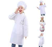 Bkazwe Deguisement Cuisinier Enfant, Lot de 3 Ensemble Tablier et Toque de Chef pour Enfants, Déguisement de Chef pour Garçons et Filles Fête De Cuisine, la Peinture et Les Activités Artistiques