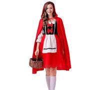 Bkazwe Déguisement Halloween Adulte Femme Fête Costume Cosplay Enfant Drame Scène Spectacle Costume Rouge avec Capuche enue de Fête pour Soirée de Noël, Anniversaire, Spectacle de Cabaret