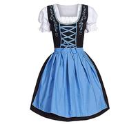 Bkazwe Dirndl Femme Costume Bavarois Authentique: Robe Courte Fleurie Tablier Tenue Décontractée pour Fêtes de Village, Oktoberfest, Adulte Carnaval Allemand Mariage Thème Vêtements